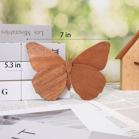 2 Pack Handmade Wooden Butterfly Wall Art Hanging Decor Butterflies Wall Art Hanging Sculpture for Bedroom Bathroom Living Room Butterfly Home Decoration for Kids Baby Nursery Room Decor (Beige) in Saudi Arabia