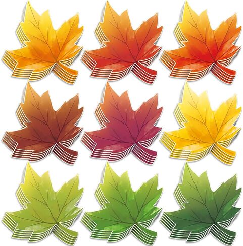 Geyee 108 Pcs Leaf Cutouts Paper Fall Maple Leaves Cut Outs Watercolor Classroom Bulletin Board Decorations Autumn Die Cut for Teachers Kids DIY Craft in Saudi Arabia