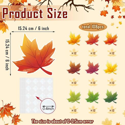 Geyee 108 Pcs Leaf Cutouts Paper Fall Maple Leaves Cut Outs Watercolor Classroom Bulletin Board Decorations Autumn Die Cut for Teachers Kids DIY Craft in Saudi Arabia