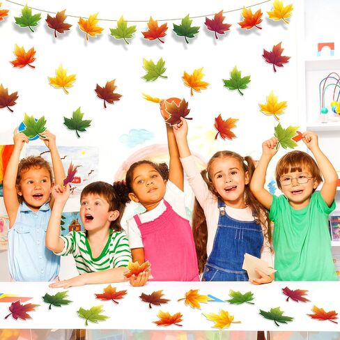 Geyee 108 Pcs Leaf Cutouts Paper Fall Maple Leaves Cut Outs Watercolor Classroom Bulletin Board Decorations Autumn Die Cut for Teachers Kids DIY Craft in Saudi Arabia