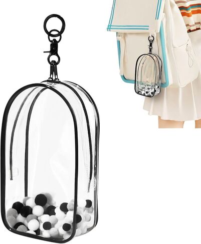 Aerbee Clear Figure Display Bag for Labubu, Thickening Figures Storage Bag with Keychain, Medium Doll Hanging Blind Box, Portable Single Zipper Closure Dustproof Collectibles Case for Dolls, Figures in Kuwait