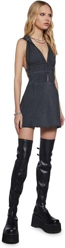 Dolls Kill Chord Backless Hooded Dress by Darker WAVS – Edgy Open-Back Mini Dress with Adjustable Ties & Hood in Saudi Arabia