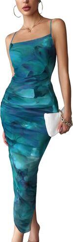 Women's Summer Bodycon Dresses 2025 Sexy Mesh Tropical Dresses Tie Dye Beach Vacation Party Dress for Women in Saudi Arabia