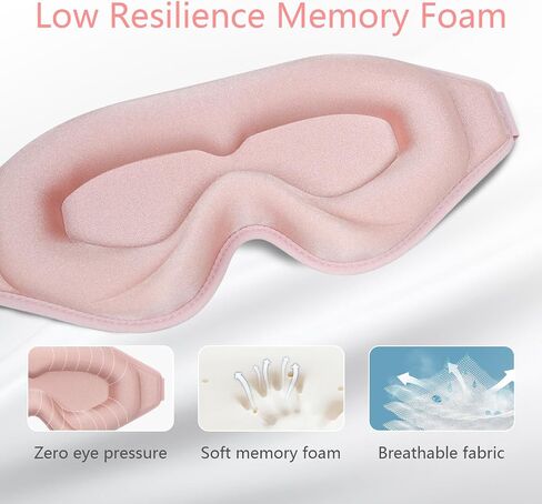Sleep Mask 100% Light Blocking Eye Mask for Sleeping 3D Memory Foam Eye Covers with Adjustable Strap Night Blindfold for Women Pink in Saudi Arabia