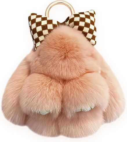 Fluffy Bunny Keychain Plush, Cute Plush Rabbit Keychain, Kawaii Fluffy Shy Face-Covering Bunny Keyring in Saudi Arabia