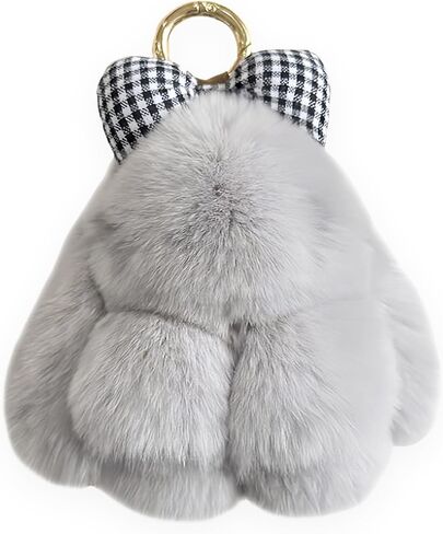 سلسلة مفاتيح برانية رقيقة ، سلسلة مفاتيح أرنب جميلة ، Kawaii Fluffy خجول الوجه Bunny Keyring in Kuwait
