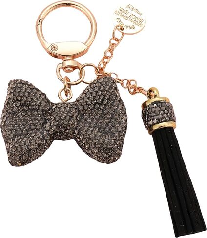Bling Rhinestone Bow Keychain Bag Charm with Tassels for Purses and Bags in Kuwait