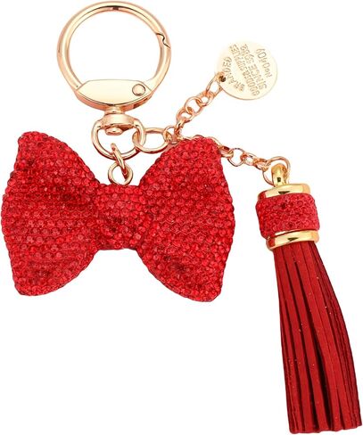 Bling Rhinestone Bow Keychain Bag Charm with Tassels for Purses and Bags in Kuwait