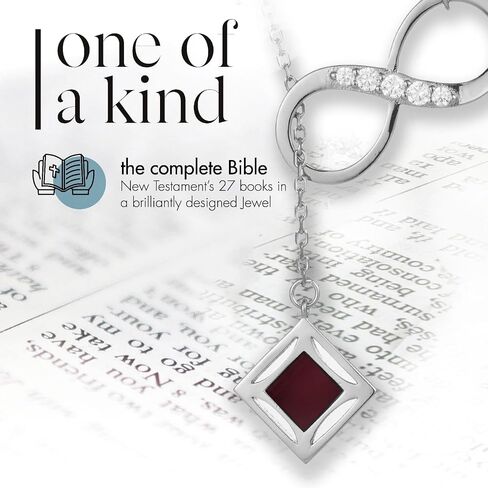 Nano Bible Infinity Necklace for Women – 18k Gold Plated Sterling Silver with Entire Holy KJV New Testament Engraved Pendant for Her – Religious Christian Jewelry Christmas Gift for Wife or Girlfriend in Kuwait
