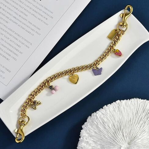 Gold Purse Chain - 12 Inch Chain Bag Charm with Cute Cherry Pendant, Handbag Accessories for Women in Saudi Arabia