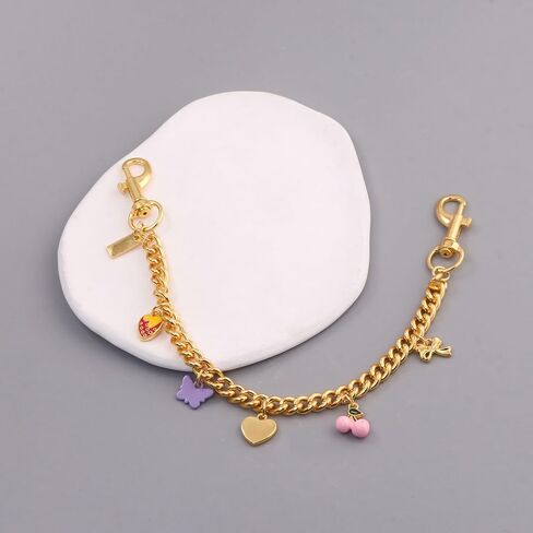 Gold Purse Chain - 12 Inch Chain Bag Charm with Cute Cherry Pendant, Handbag Accessories for Women in Saudi Arabia