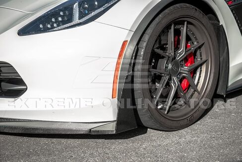 Replacement for 2014-2019 Corvette C7 All Models | Z06 Stage 3 Front Bumper Lip Splitter with Side Extension Winglets Pair (ABS Plastic - Painted Carbon Flash Metallic) in Kuwait