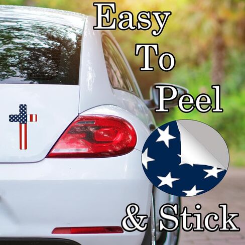 Flag Cross US United States of America USA Car Truck Window Decal Sticker Patriotic Auto Bumper Vinyl for Car Truck Patriotic Religious (5 Inch) in Saudi Arabia