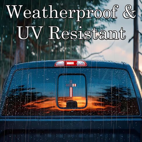 Flag Cross US United States of America USA Car Truck Window Decal Sticker Patriotic Auto Bumper Vinyl for Car Truck Patriotic Religious (5 Inch) in Saudi Arabia