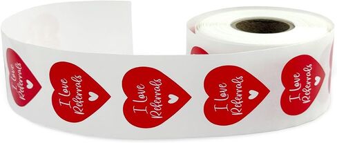 Heart Shaped I Love Referrals Stickers - Great Real Estate Agents and Sales Supplies (Large Heart, I Love Referrals - Red) in Kuwait