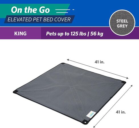 غطاء بديل لسرير الكلاب المرتفع Coolaroo On The Go Coolaroo، محمول للسفر والتخييم، قابل للطي للتخزين، متوسط، رمادي فولاذي in Kuwait