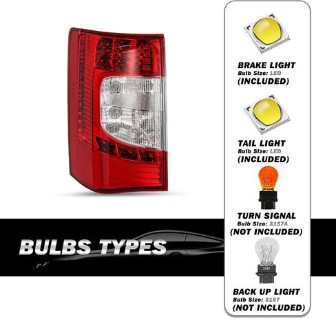 LED Tail Lights Assembly Compatible with 2011-2020 Dodge Grand Caravan OE Replacement Taillights Brake Rear Lights Left/Driver Side-LH in Kuwait