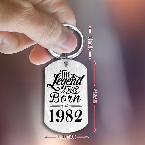 Yobent 43rd Birthday Gifts for Men 1982, Happy 43rd Birthday Keychain, 43 Year Old Bday Gifts for Women, The Legend was Born in 1982 in Saudi Arabia