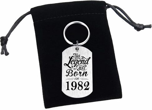 Yobent 43rd Birthday Gifts for Men 1982, Happy 43rd Birthday Keychain, 43 Year Old Bday Gifts for Women, The Legend was Born in 1982 in Saudi Arabia