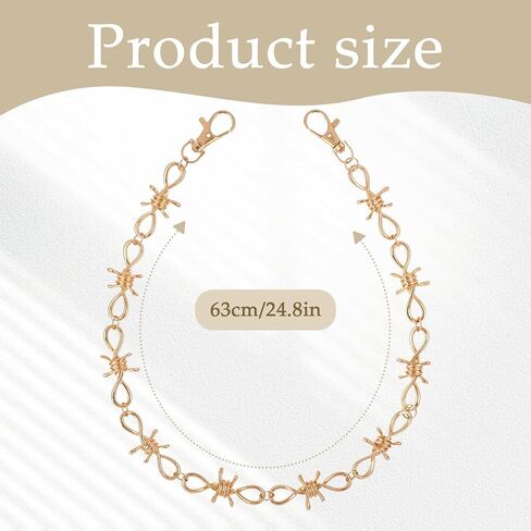 Gold Pants Chain for Men & Women, Fashion Biker Style Thorns Gold Wallet Chain for Pants Jean, Hip-Hop Trendy Waist Chains Accessories for Wallet Keychain in Saudi Arabia