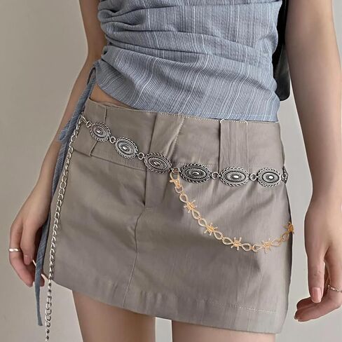 Gold Pants Chain for Men & Women, Fashion Biker Style Thorns Gold Wallet Chain for Pants Jean, Hip-Hop Trendy Waist Chains Accessories for Wallet Keychain in Saudi Arabia
