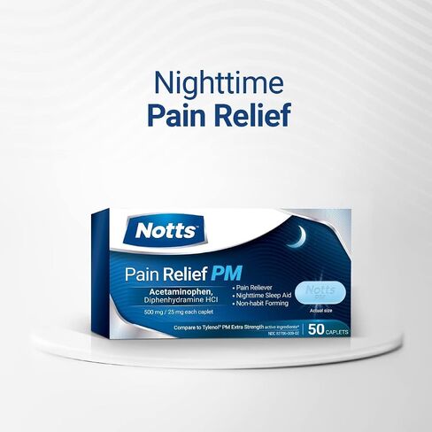 PM Extra Strength Pain Aid و Sleep Aid ، 500mg الأسيتامينوفين و 25 ملجم Diphenhydramine HCL ، 50 كابليت للأوجاع الليلية ، والصداع وآلام الجسم ، وتكوين غير حادة (حزمة 2) in Kuwait