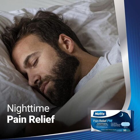 PM Extra Strength Pain Aid و Sleep Aid ، 500mg الأسيتامينوفين و 25 ملجم Diphenhydramine HCL ، 50 كابليت للأوجاع الليلية ، والصداع وآلام الجسم ، وتكوين غير حادة (حزمة 2) in Kuwait
