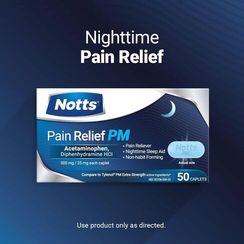 PM Extra Strength Pain Aid و Sleep Aid ، 500mg الأسيتامينوفين و 25 ملجم Diphenhydramine HCL ، 50 كابليت للأوجاع الليلية ، والصداع وآلام الجسم ، وتكوين غير حادة (حزمة 2) in Kuwait