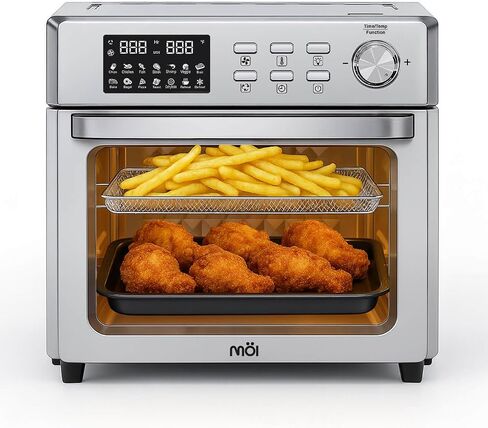 Air Fryer Toaster Oven - Digital Display 1500 W Airfryer Convection Oven Countertop, Adjustable Temperature and Controls, Stainless Steel Toaster Air Fryer combo for Oil-Free Frying - 12 Presets in Saudi Arabia