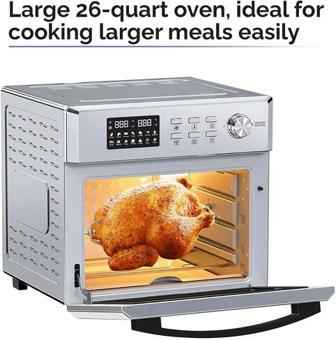 Air Fryer Toaster Oven - Digital Display 1500 W Airfryer Convection Oven Countertop, Adjustable Temperature and Controls, Stainless Steel Toaster Air Fryer combo for Oil-Free Frying - 12 Presets in Saudi Arabia