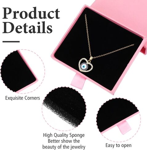 2Pack Jewelry Gift Box for Bracelet Necklace, Cardboard Jewelry Bracelet Boxes for Earrings Ring Bracelets Necklaces Jewelry Valentine's Day (3.1x3.1x0.7 Inch, Pink) in Saudi Arabia