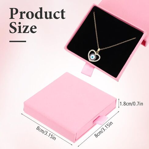 2Pack Jewelry Gift Box for Bracelet Necklace, Cardboard Jewelry Bracelet Boxes for Earrings Ring Bracelets Necklaces Jewelry Valentine's Day (3.1x3.1x0.7 Inch, Pink) in Saudi Arabia