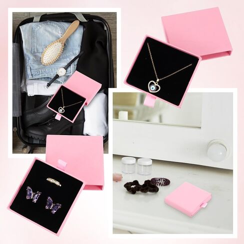 2Pack Jewelry Gift Box for Bracelet Necklace, Cardboard Jewelry Bracelet Boxes for Earrings Ring Bracelets Necklaces Jewelry Valentine's Day (3.1x3.1x0.7 Inch, Pink) in Saudi Arabia