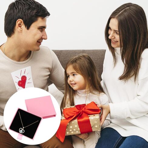 2Pack Jewelry Gift Box for Bracelet Necklace, Cardboard Jewelry Bracelet Boxes for Earrings Ring Bracelets Necklaces Jewelry Valentine's Day (3.1x3.1x0.7 Inch, Pink) in Saudi Arabia