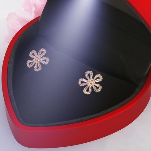 LETURE Heart-Shaped LED Earring Jewelry Gift Box, Earring Stud Pendant Necklace Holder Display Case for Wedding Anniversary Engagements Ceremonies Birthdays for Women Girlfriend (Pink) in Saudi Arabia