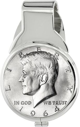 Sterling Silver Half Dollar Money Clip Spring Back with Genuine Coin in Saudi Arabia