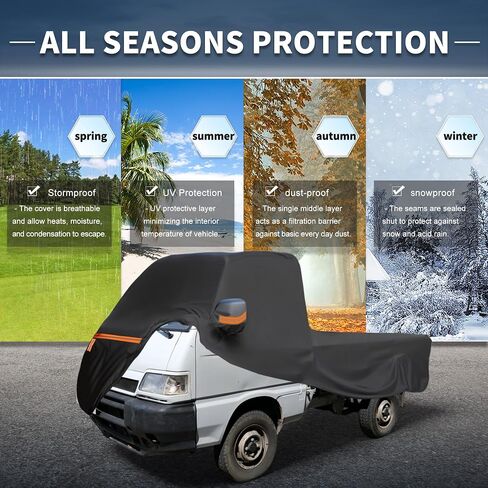X AUTOHAUX Car Cover for Daihatsu Hijet Truck - Aluminum Film Cotton All-Weather Waterproof Windproof Protection W/Right Zipper (Outdoor Full Coverage) in Saudi Arabia