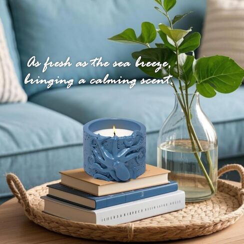 Hodao Oceanic Serenity Handcrafted Aromatherapy Box with Candle & Decor – Beach Rock Sculpture with Sea Turtle, Seashells, for Home, Bathroom, Yoga Room Decor (Blue-Seahorse) in Saudi Arabia