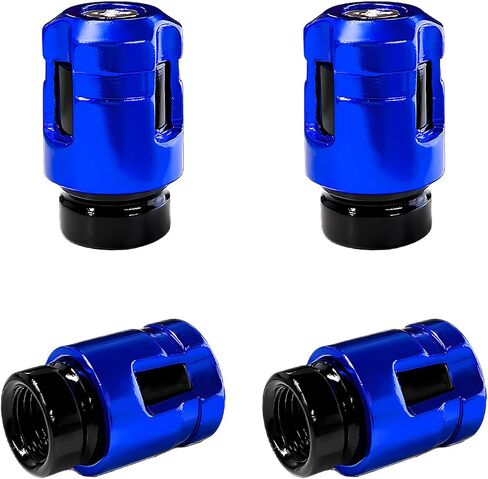 4PCS Tire Valve Stem Caps, Aluminum Alloy Car Wheel Valve Covers Leak-Proof Tyre Air Caps, Unique Shape Stem Covers Personalized Decoration for Most Trucks SUVs Motorcycles (Blue) in Saudi Arabia