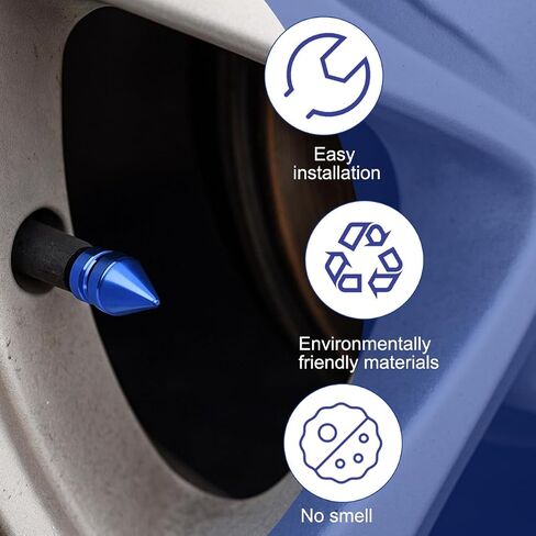 Car Tire Valve Stem Caps, 4PCS Spike Style Aluminum Alloy Leakproof Vehicle Wheel Stem Caps, Dustproof Automotive Tire Air Valve Cover Accessories, Universal for SUV RV Truck (Silver) in Saudi Arabia