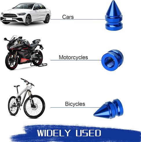 Car Tire Valve Stem Caps, 4PCS Spike Style Aluminum Alloy Leakproof Vehicle Wheel Stem Caps, Dustproof Automotive Tire Air Valve Cover Accessories, Universal for SUV RV Truck (Silver) in Saudi Arabia