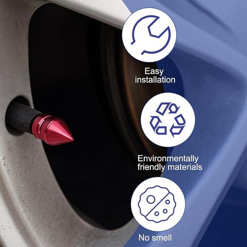 Car Tire Valve Stem Caps, 4PCS Spike Style Aluminum Alloy Leakproof Vehicle Wheel Stem Caps, Dustproof Automotive Tire Air Valve Cover Accessories, Universal for SUV RV Truck (Silver) in Saudi Arabia