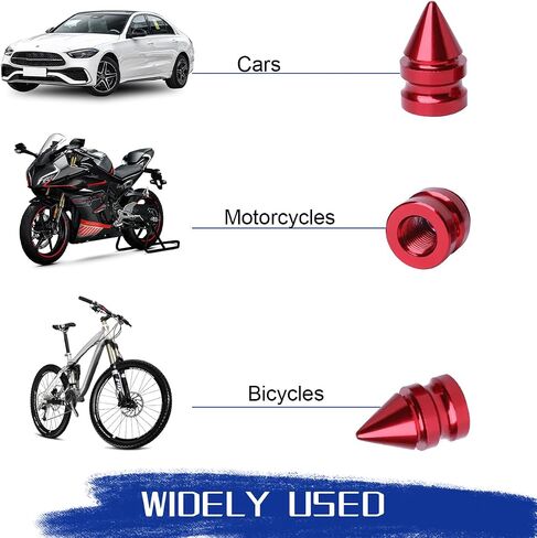 Car Tire Valve Stem Caps, 4PCS Spike Style Aluminum Alloy Leakproof Vehicle Wheel Stem Caps, Dustproof Automotive Tire Air Valve Cover Accessories, Universal for SUV RV Truck (Silver) in Saudi Arabia