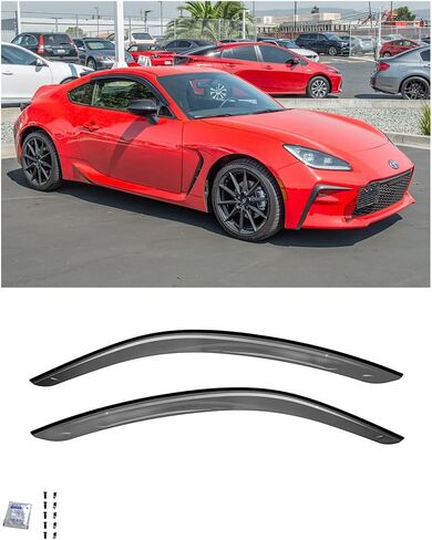 استبدال لعام 2022-سوبارو BRZ | Toyota GR86 EOS Visors JDM Clip-On Style Smoke Side Side Side Deplectors Rain Rain Guard DWV-V248 in Saudi Arabia