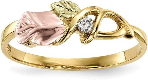 Gold Diamond Ring Tri-Color Gold Black Hills 10k ~ Size: 7 in Saudi Arabia