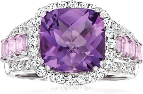Ross-Simons 3.60 ct. t.w. Amethyst and .30 ct. t.w. White Topaz Ring With Diamonds in Sterling Silver in Saudi Arabia