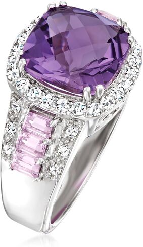 Ross-Simons 3.60 ct. t.w. Amethyst and .30 ct. t.w. White Topaz Ring With Diamonds in Sterling Silver in Saudi Arabia