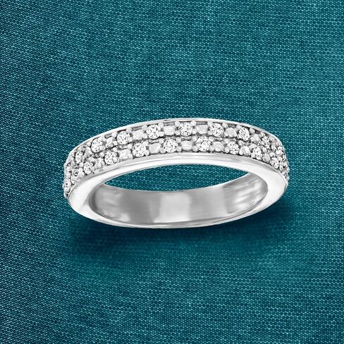 Ross-Simons 0.25 ct. t.w. Diamond 2-Row Ring in Sterling Silver in Saudi Arabia