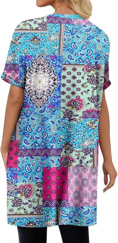 KISSMODA Women's Tunics or Tops to Wear with Leggings Short Sleeve Casual Long Tunics with Pockets T Shirts Loose S-3XL in Kuwait