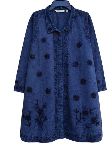 Ayurvastram MAYA Stonewash Pure Cotton Embroidered Tunic Shirt, Top, Blouse in Saudi Arabia